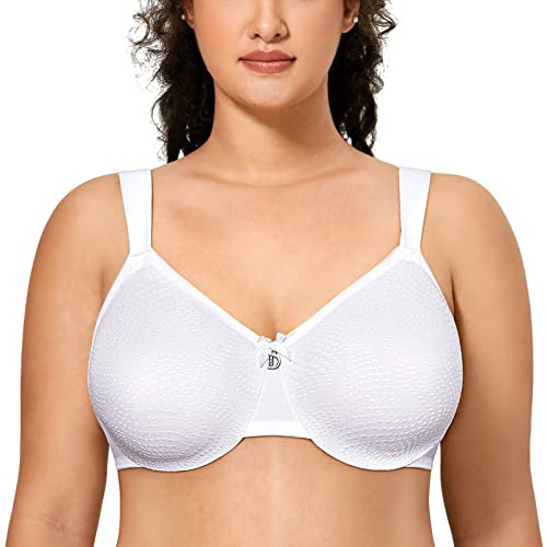 Delimira Women's Minimiser Bra Full Coverage Smooth Support Underwired Bras Minimizer Bra White 34F
