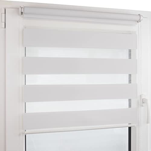 Deco4Me Doppelrollo Klemmfix ohne Bohren (145 x 160 cm, Weiß) - Duo Rollo lichtdurchlässig - blickdichte Rollos für Fenster ohne Bohren - Klemmrollo, Fensterrollo, Innenrollo (Stoffbreite 141 cm)
