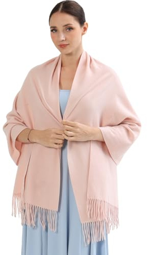 ACNCN Bufanda de cachemira para mujer, chal de pashmina, 300 g, bufanda gruesa de cachemira extra grande para invierno, Rosa Palido, 200cm*70cm