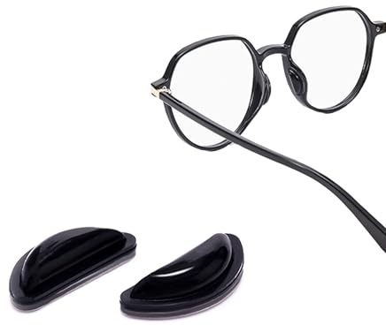 PIPJOY Cuscinetti nasali per occhiali, Cuscinetti nasali adesivi antiscivolo, Cuscinetti nasali in silicone morbido per occhiali, occhiali da vista, occhiali da sole (10 paia di neri)