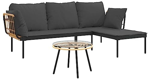 vidaXL Loungegrupp med mörkgrå dynor 3 delar konstrottning