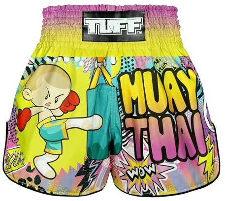 Tuff Sport Muay Thai Box-Shorts, Retro-Stil, klassisch, schmaler Schnitt, MMA, Kickboxen, Workout-Set, Kleidung, Training (TUF-RMS105-MTC, M)