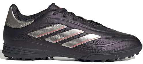 Adidas Unisex-Kid's Copa Pure 2 League Turf, Aurora Black/Platin Metallic/Turbo, 4