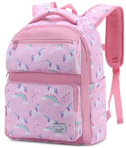 VASCHY Girls Backpack, Kids Cute Kindergarten Preschool Children Backpack 12L Small Bookbag for School Travel Pink Unicorns