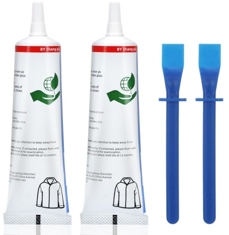 2 Pcs Strong Material Glue for Fabric, 60ML Waterproof Fabric Glue Strong, Transparent Washable Textile Adhesive with Glue Application Tool, Fabric Glue for Cotton Denim, Machine Washable Dry Clean