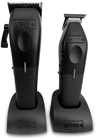 TPOB Play Barber Hair Clippers for Men 7500 RPM with Rubber Green/Black/Pink Grips (Black 2 Pack)