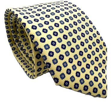 CARACCIOLO Cravatta Elegante in Seta Stile Classico Sartoria napoletana (PAGLIERINO SNOWFLAKE)