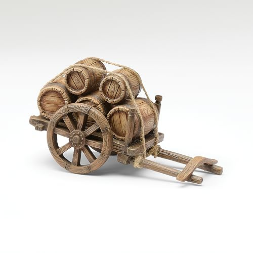 Fontanini by Roman 4.25 Cart with Barrels – Nativity Village Accessory for 5 Scale Figures, Handcrafted Resin Stable Scene Accent