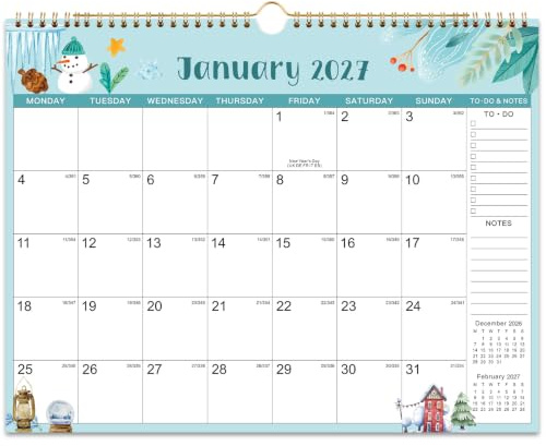 Calendar 2027 UK, 18-Month Wall Calendar from Jul. 2026 to Dec. 2027 | Calendar 2026-2027 with Twin-Wire Binding, Large Writing Squares, Thick Paper, Sturdy Binding for Home & Office