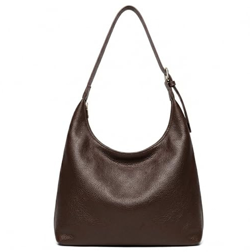Zimoer Bolsos Hobo con Textura Para Mujer, Bolso de Hombro para Mujer con Bandolera Ajustable, Bolso de Mano de Cuero Vegano con Cremallera, Bolsos Holgado con Textura para Compras Casual (Café)