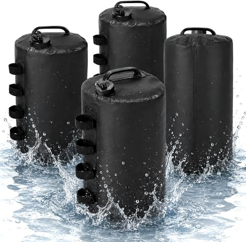 4PCS Juego Pesos para Cenador, 20L Bolsas Lastre Agua PVC 500Dpara Carpas Pesos de Agua Portátiles para Cenadores Plegables con 4 Correas Sacos Arena para Patas Cenadores y Carpas Jardín