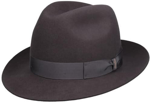 Borsalino Marengo Fur Felt Bogart Hat Women/Men Dark Grey 7 1/4