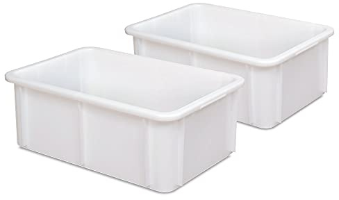 2 tunglastbehållare, vit, livsmedelssäker, L x B x H 600 x 400 x 215 mm, 40 liter