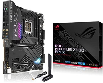 ASUS ROG Maximus Z690 Apex Gaming Mainboard Sockel Intel LGA1700 (ATX, DDR5 Speicher, 5x M.2, USB 3.2 Gen 2x2, PCIe 5.0, WiFi 6E, Aura Sync)