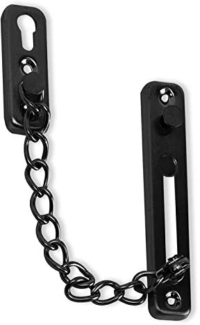 Türkette Edelstahl, Sicherheitskette für Türschloss mit 4 Schrauben, Türkette mit Riegelschutz Türkette Schiebeketten für Haus Wohnung Hotel Schlafzimmer Fenster (Schwarz)