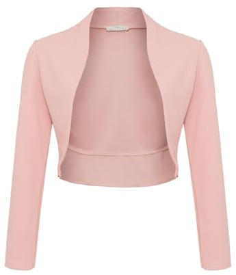 DANAEST Boléro à manches longues pour femme - Cardigan festif - Veste d'épaule - Haut court (700), vieux rose, XXL taille courte