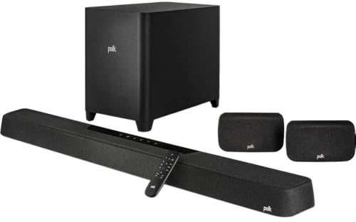 Polk Audio MagniFi Max AX SR 7.1.2 - Barra de sonido de canal con subwoofer inalámbrico de 10 pulgadas y altavoces envolvente SR2 para Smart TV, Dolby Atmos y DTS:X, tecnologías patentadas VoiceAdjust