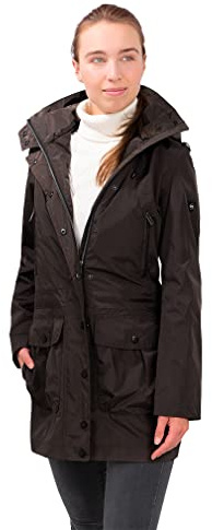 Knuffelwuff Damen Übergangsjacke - Leichte wasserdichte Jacke Lexington Größe: L / 40 Coffee - Atmungsaktive Regenjacke mit extra vielen Taschen für Outdoor, Wandern, Reisen, Gassi gehen