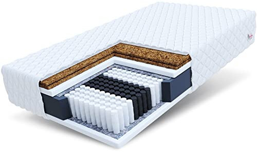 FDM MULTIHARD Multipocket-Taschenfederkernmatratze 120x200 cm Höhe 25 cm 7 Zonen Kokos Schafwolle-Füllung Härtegrad H4/H5 Waschbarer Bezug Öko-Tex Allergikergeeignet