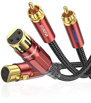 SOUNDFAM Cavo Audio Premium RCA a XLR Femmina [2 RCA → 2 XLR Hi-Fi Stereo] per Subwoofer, Amplificatori, Mixer DJ (3 Metro, Schermatura Doppia)​