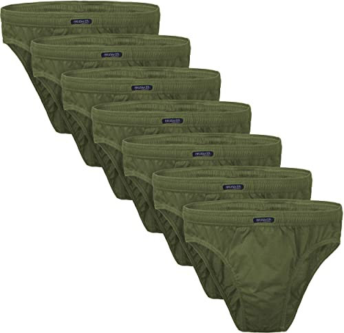 BRUBAKER 7er Pack Herren Slips 100% Baumwolle - Multipack Männer Unterhosen - Olive Gr. M