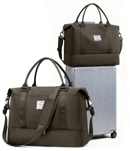 Sac de Voyage pour Femme,Cabine Avion Easyjet Bagage à Main Léger,Sac fourre-Tout de Sport Imperméable pour Week-End avec Compartiment à Chaussures pour Travel Gym Danse,A16-Curry foncé