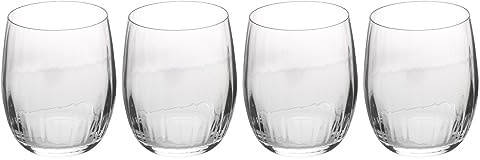 MIKASA Treviso Stemless Wine Glasses, Set of 4 Ridged Crystal Glasses, 350ml Glass Set for Red Wine, White White or Water, Elegant Glassware for Weddings, Parties, Celebrations, Drinkware Gift Set
