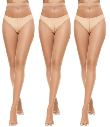 Yilanmy Damen Strumpfhose Ohne Zehen 10D Toeless Strumpfhosen Ultra Transparent Zehenfreie Feinstrumpfhose für Offene Schuhe 3 Paar