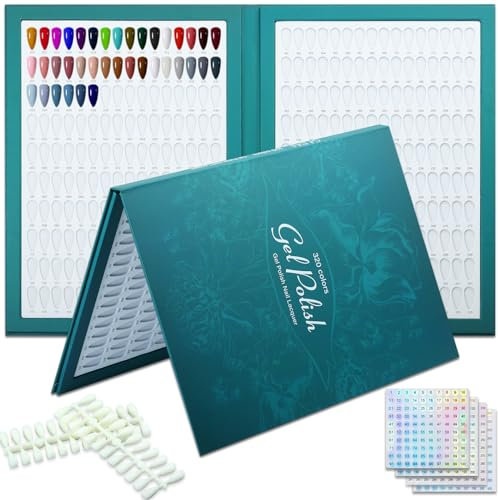 C12rtive 320 Nail Polish Display Book,Carta colori professionale per unghie Nail Art Nails Colour Display Book con 480 Nail Tips e 1-400 numeri adesivi,strumenti da salone per Nail Art Design (Verde)