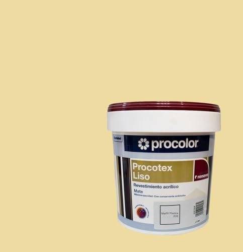 Procolor Pintura para Fachada para exteriores de calidad PROCOTEX liso Buen rendimiento 7-9 m²/L., secado rápido, excelente resistencia a los rayos U.V. (MARFIL PIEDRA 209, 4 Litros)