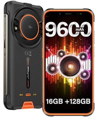 Ulefone Power Armor 16S Rugged Smartphone 2024, 16GB+128GB/2TB, 9600mAh, Altoparlante 122dB, Octa-core, Android 13 Telefono Indistruttibile 5.93 HD+, 50MP, Dual SIM 4G/IP68/IP69K/OTG/GPS/NFC-Arancia