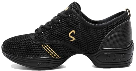 Kraftpaid Chaussures de Jazz Femme à Lacets,Baskets de Danse pour Femme,Chaussures De Danse De Marche Sportive,Chaussures De Fitness Danse Jazz Moderne,Absorbe La Transpiration,pour Gym Running