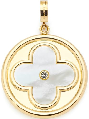 JEWELS BY LEONARDO Anhänger Clip & Mix Helena, Ketten-Anhänger aus goldfarbenem Edelstahl, Kleeblatt-Motiv aus Perlmutt und einem Zirkonia-Stein, Schmuck Geschenk für Frauen, 024399