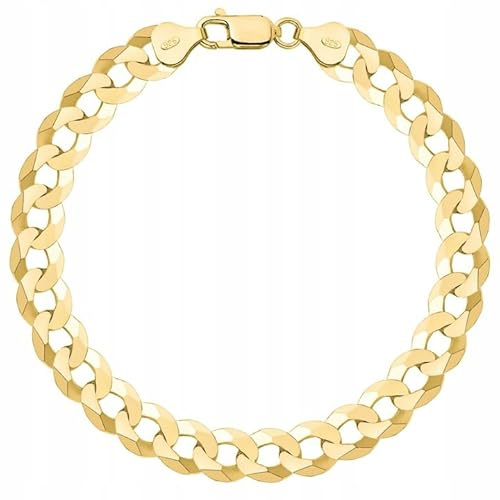 Pulsera AMAR PRAGNA de oro para hombre chapada en oro 585, pulsera de oro para hombre, pulsera de plata 925 para hombre, pulsera de hombre - joyería para hombre maciza - pulsera para hombres, 19 cm