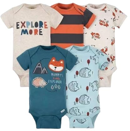Body en Coton Lot de 5 Bébé Fille Garçon Bodys à Manches Courtes Mixte Bébé