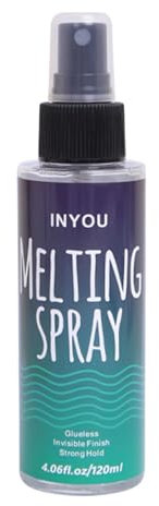 Lace Melting Spray For Wigs Extra Holding Wig Glue Spray For Front Strong Hold Invisible Bonding Adhesive Dries Quickly No Residue (120ml / 4.06 Fl Oz, Clear)