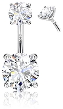 Morfetto 14g navel barer-G23 Titan Mage Bars Sterling Silver kirurgiskt rostfritt stål 14k guld rund kubisk zirkonia 8/10/12 mm hypoallergen navel piercing smycken silver-6 mm
