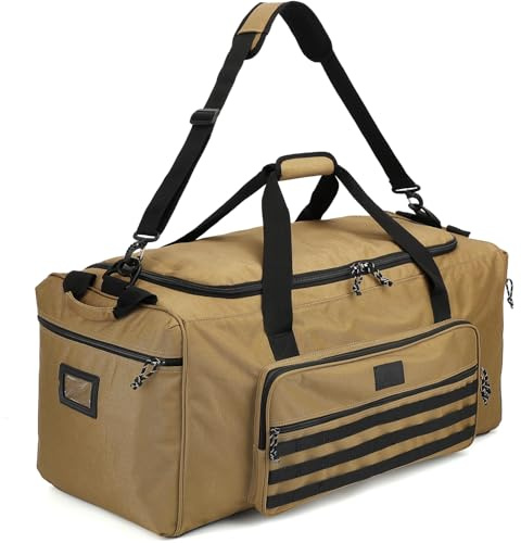 Bolsa de Deporte para Hombre y Mujer Grande 115L Bolsas Viaje Táctica Extra Large Duffle Bag Bolsa Deporte Gimnasio, Boxeo, el Camping y los Militar Viajes, Marrón