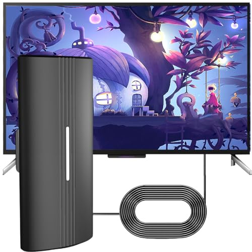 TV-antenn – Freeview digital TV-antenn inomhus med stark signal UK 300+ mil räckvidd smart TV-antenn utomhusstöd VHF/UHF/DAB radio/4K/1080P (C)