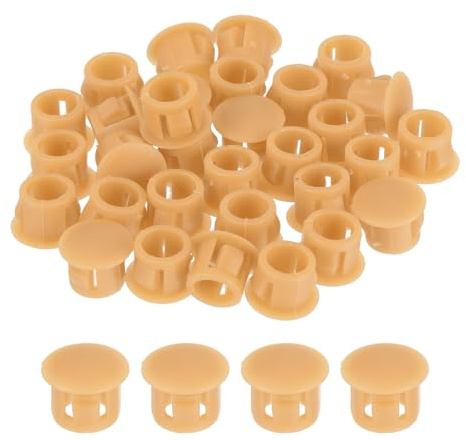 sourcing map Lot de 64 bouchons de trou en plastique orange de 8 mm, bouchons de trou de type encastré pour trous de verrouillage, tubes, meubles, armoires