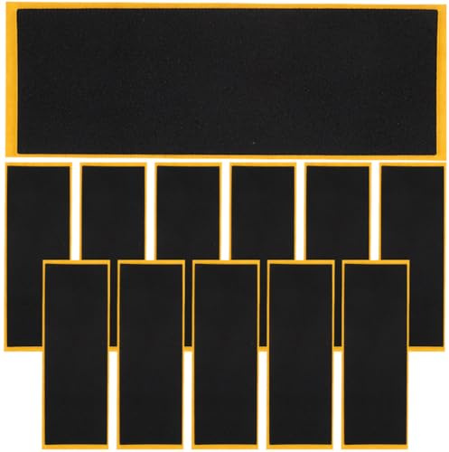 FRCOLOR Cinta de Agarre Antideslizante para Patineta de Dedo de Espuma Negra 38X110 MM 12 Piezas Pegatinas para Fingerboard Accesorio para Diapasón y Patinetas Pequeñas Uso en Juegos y