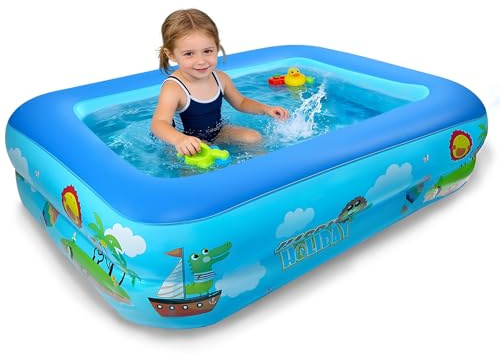 Piscina Gonfiabile Bambini Rettangolare, 120 cm Piscina per Bambini in PVC, Piscina Gonfiabile Rettangolare, Piscine Rettangolari Gonfiabili per Interni ed Esterni, Portatile e Resistente