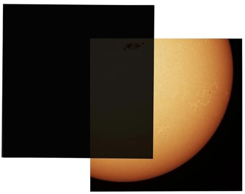 Absolute Eclipse Filtro Solar para Telescopio, Prismáticos y Cámara | Lámina Solar DIY para Eclipse, Manchas y Fotografía del Sol | OD 5.6 | Probada ISO 12312-2 | 150 x 150 mm