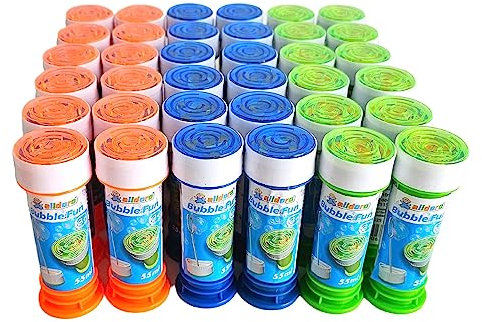 alldoro 60635 Seifenblasen 36er Set, mit Labyrinth-Spiel & Pustestäbchen, Gastgeschenk oder Mitbringsel für Kindergeburtstag, Party & Hochzeit