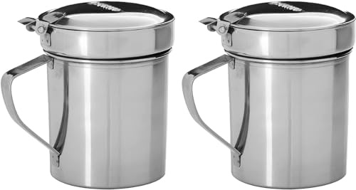 Space Home - Lot de 2 Passoire à Graisses de Cuisson avec Filtre - Graisse de Poisson/Viande - Acier Inoxydable - Séparateur d'huile - Couvercle Amovible - 700 mL