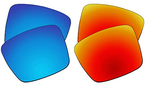 EZReplace Verres de rechange compatibles avec les lunettes de soleil Spy Optic Montana (verres polarisés) – Compatible avec la monture Spy Optic Montana (bleu glacier + rouge feu), Bleu glacier +