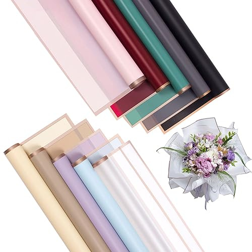 Lot de 20 feuilles de papier cadeau décoratif pour bouquet de fleurs, papier cadeau floral, imperméable, 58 x 58 cm