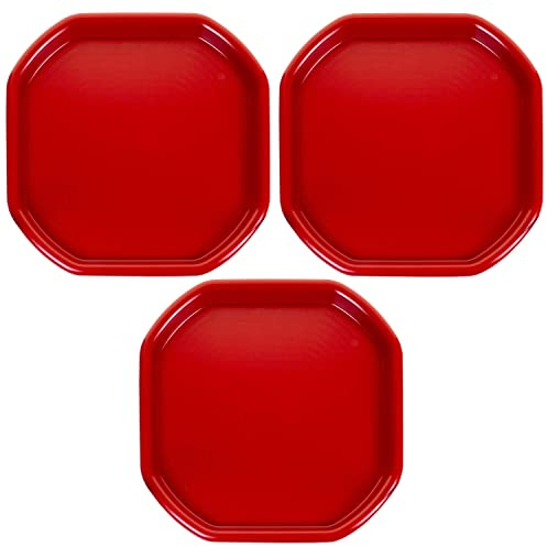 CHPL Fun Play Sand Pit Tray Plastic Small Mixing Tray 70cm x 70cm Assorted Tuff Tray Messy Activities For Cement Mortar and Sand Plastering - (Set Of 3, Red)