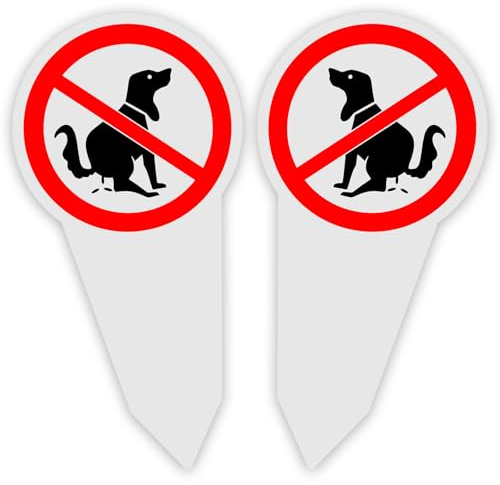 2 Pezzi Segnale di Avvertimento del Cane con Protezione UV, Cartello Feci Cane, Cartello per Cani con Palo, Cartello in PVC per il Cortile e il Parco di Casa - 30 X 15 cm