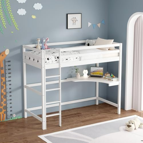 SlumberWorx POPPY WOODEN HIGH SLEEPER BUNK BED WITH DESK